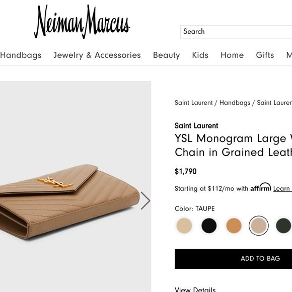 Beige Yves Saint Laurent Cassandre Envelope Flap Wallet on Chain - Picture 15 of 15